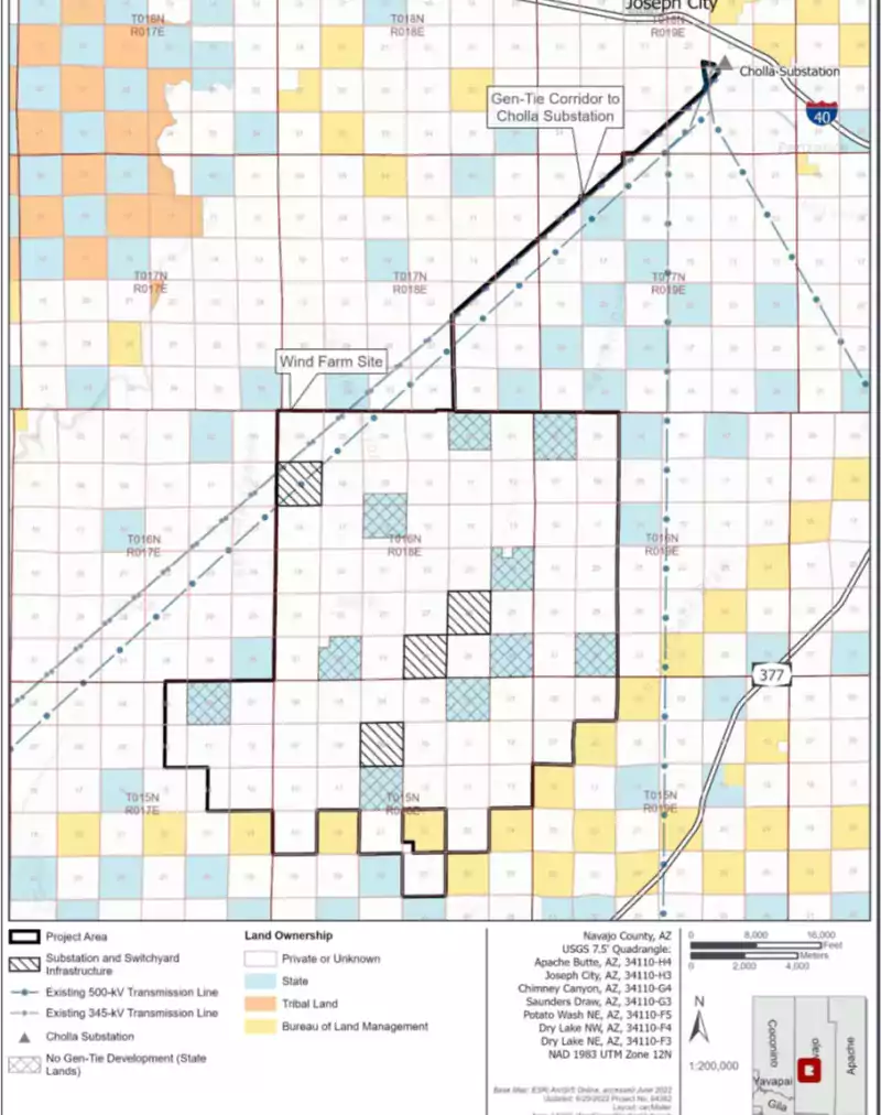 West Camp Wind Farm Gen-Tie Options from Navajo County Special Use Permit Application