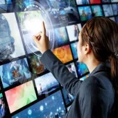Woman media screen