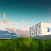 Renewables Concept from Front. Wind. BESS. Solar.