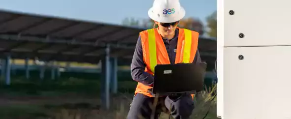 AES Solar PPE with laptop