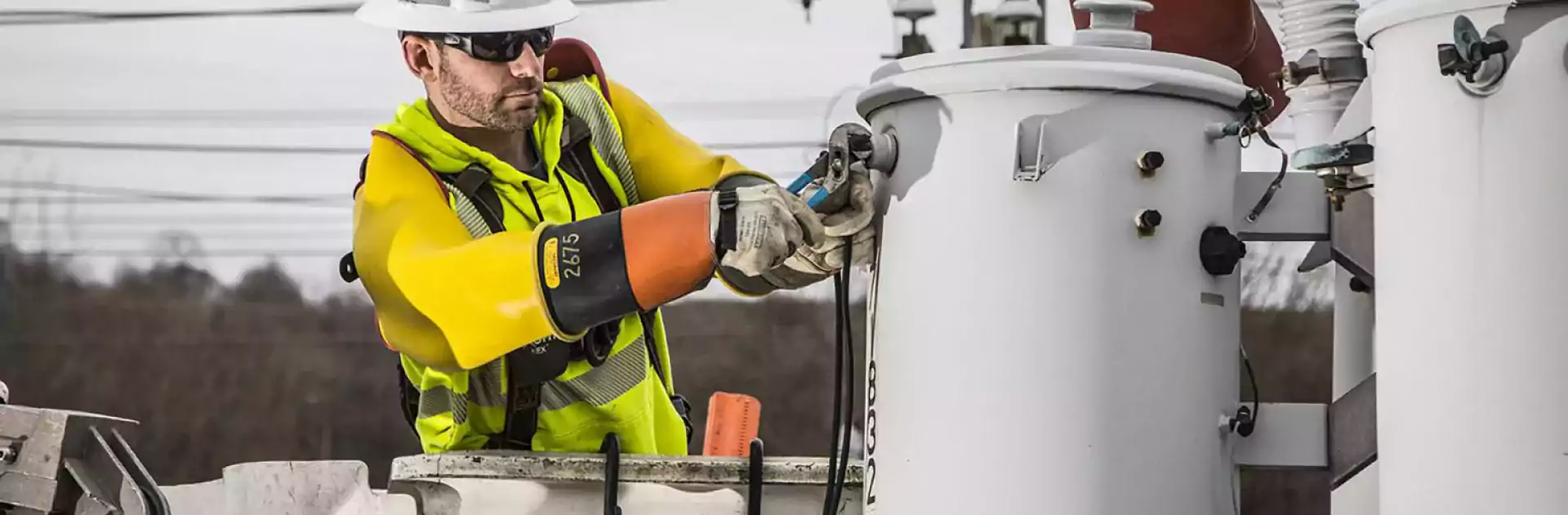 man fixing telephone wire