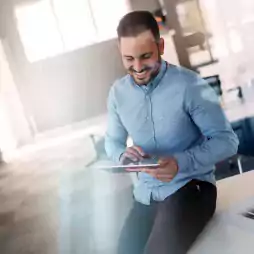 man using a tablet