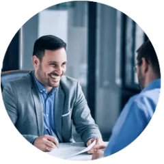 two men talking in office PNG