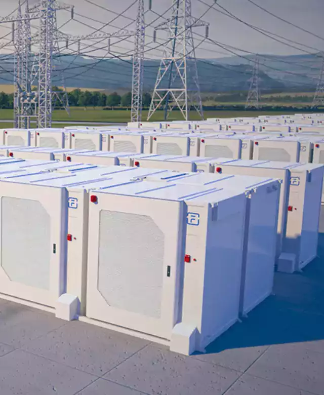 Rows of large battery energy storage