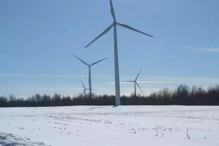 chateaugay wind turbines with snow