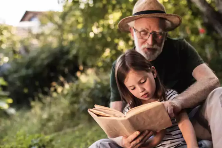 adult reading with child