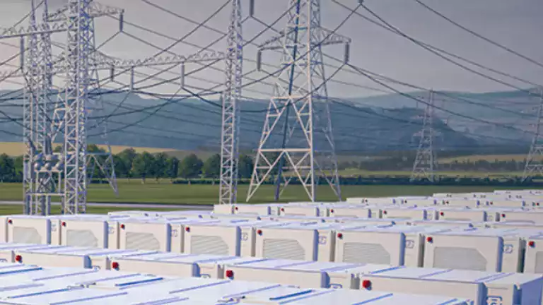 Rows of large battery energy storage