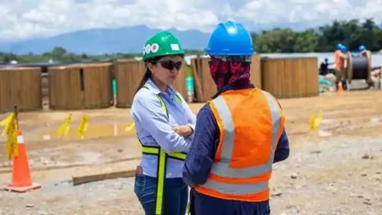 women working at construction site