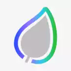 AES Icon for green energy: grey leaf surrounded by AES colors