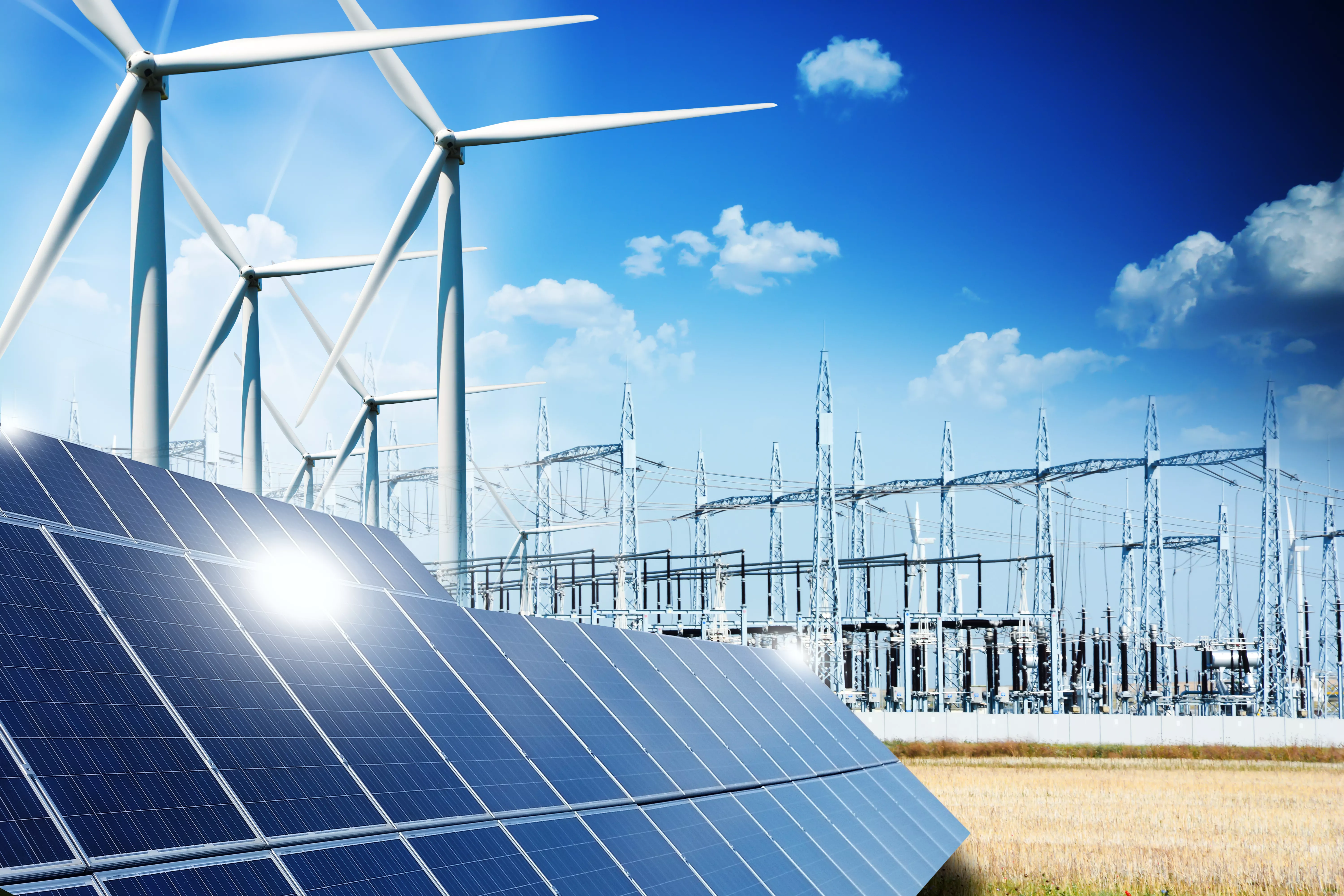 Green Energy Grid Solar Wind Substation
