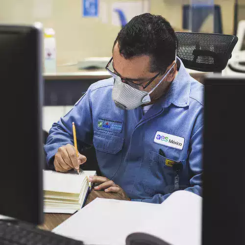 man working in covid mask