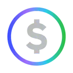 AES Icon for money: grey dollar sign surrounded by circle of AES colors