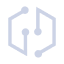 Abstract icon combining a hexagon shape with circuit lines and musical notes in a light gray color.
