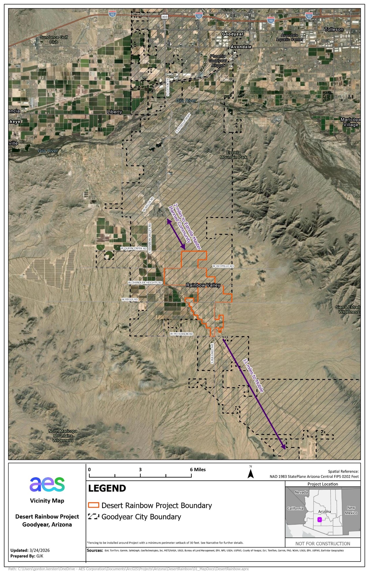 Map showing location of the Desert Rainbow project