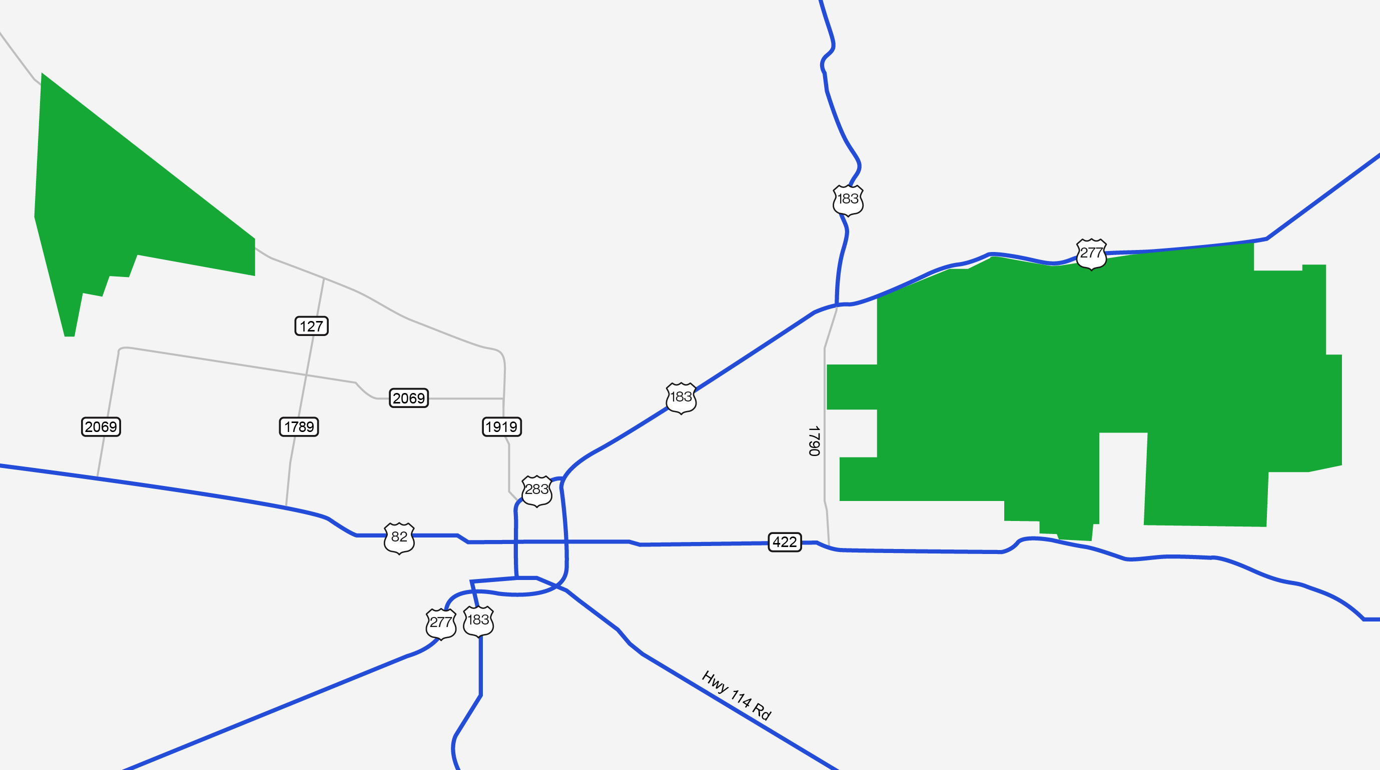 Simplified map showing the Four Horizons project footprint