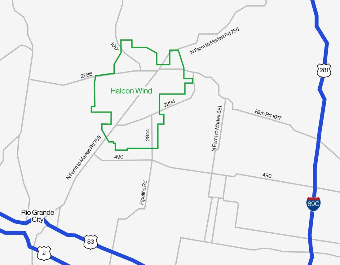 Simplified map showing project boundary of the proposed Halcon wind farm