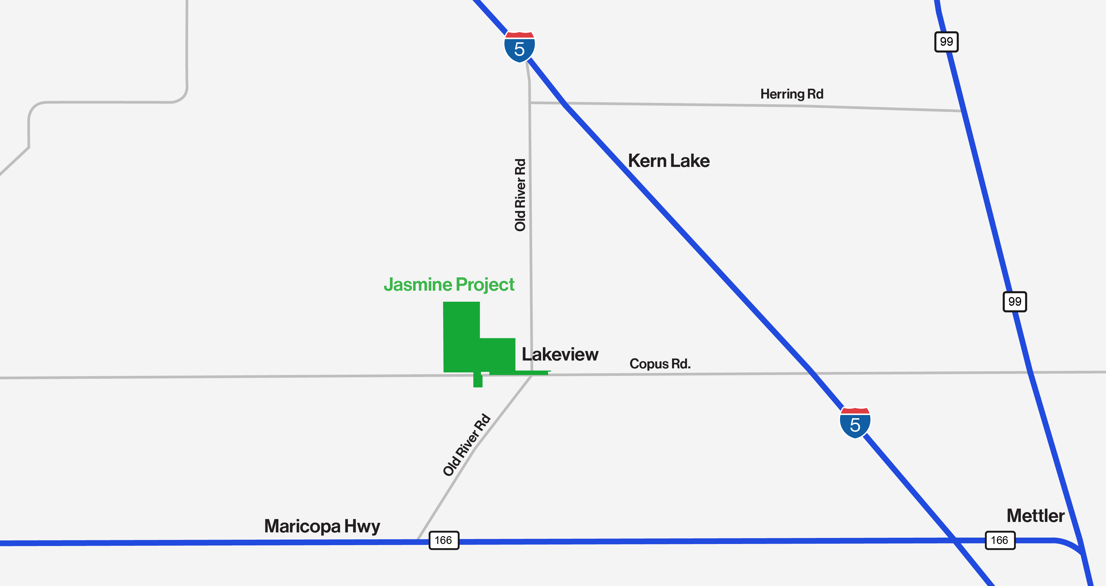 Simplified map showing the Jasmine project footprint