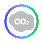 Illustration of a cloud with 'CO2' inside, surrounded by a gradient circular border.