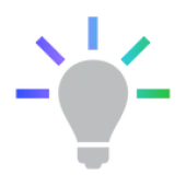 Illustration of a gray light bulb with colorful rays extending outward, symbolizing ideas or innovation.