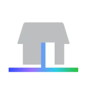 Illustration of a gray house with a blue pipe extending downward, connected to a multicolored horizontal line representing utilities.