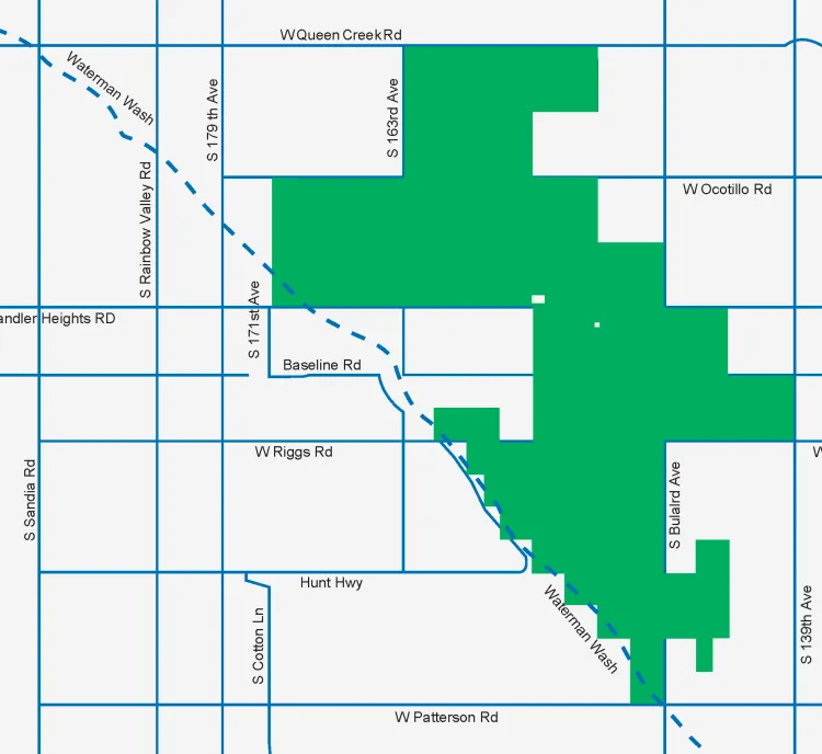 Simplified map showing the footprint of the Desert Rainbow project