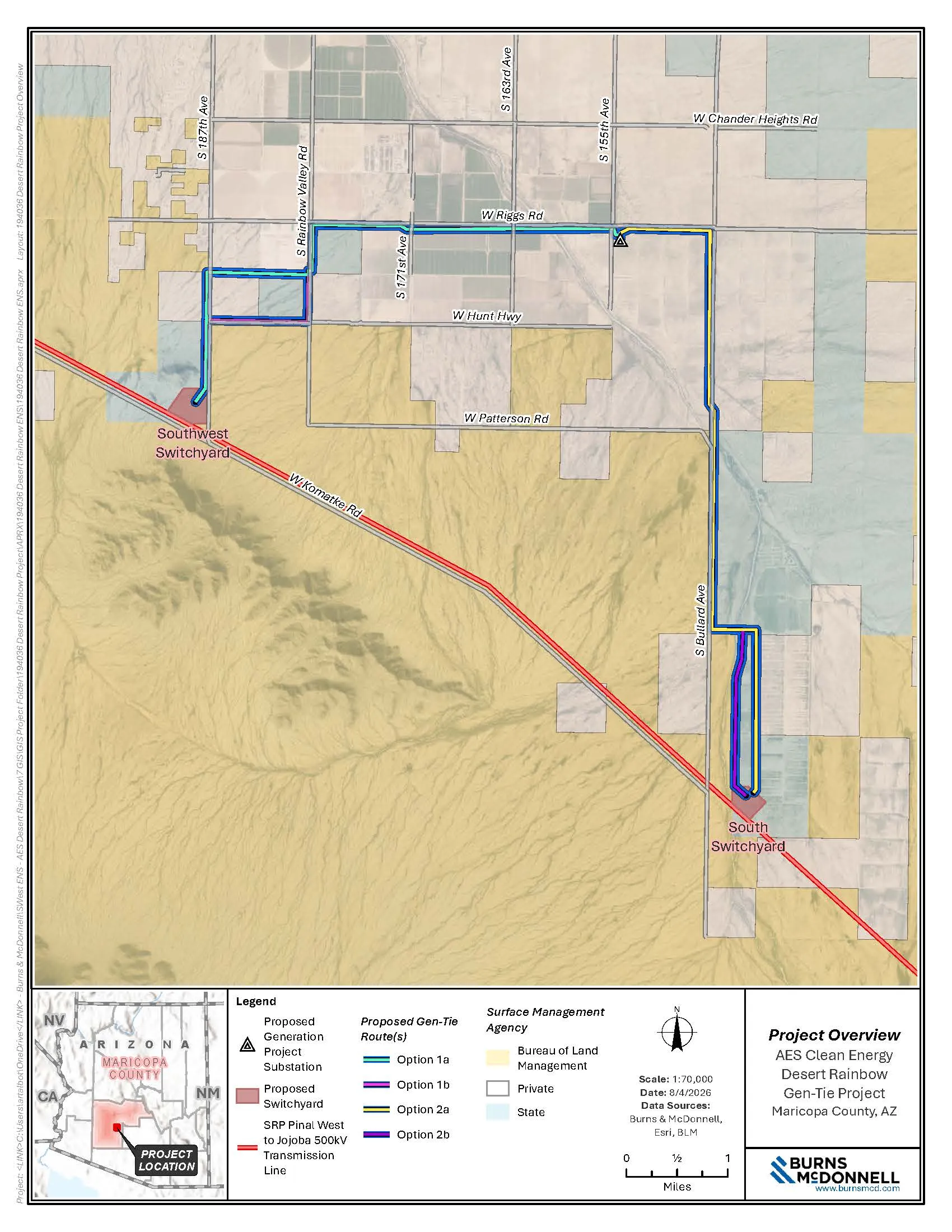 Map of the Desert Rainbow project proposed generation tie line route