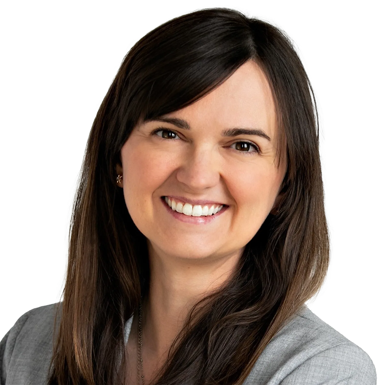 Lauren Colwell headshot. Smiling woman with long brown hair wearing a light gray blazer.