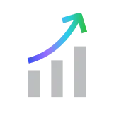 A bar chart with three ascending bars and a green upward arrow, symbolizing growth or progress.
