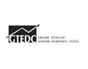 Logo of Greater Tehachapi Economic Development Council featuring an upward arrow above the acronym GTEDC.